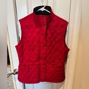Barbour Vest Womens 10 Red Quilted Summer Liddesdale Gilet Full Zip Snap Ladies